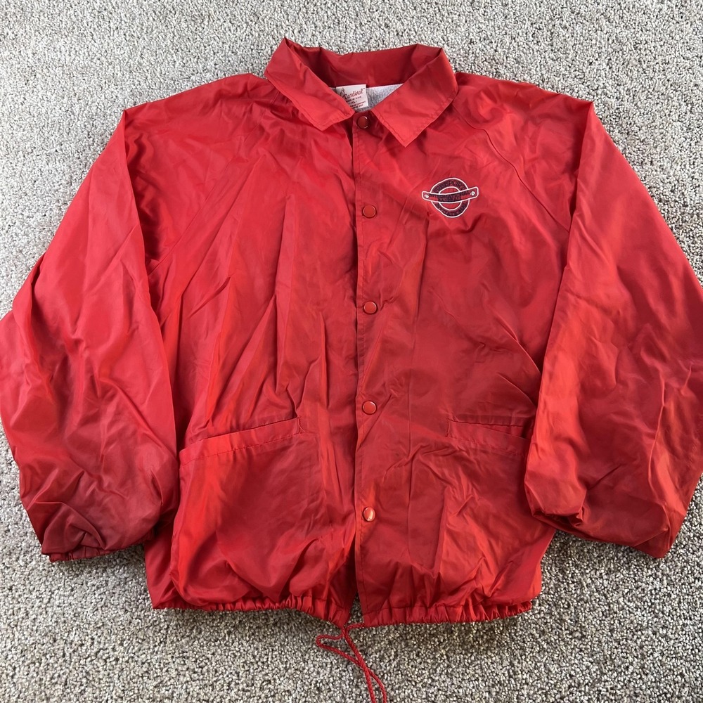 Vintage‎ 80s Freeport International Baseball Coach Jacket Mens XL Red Cardinal